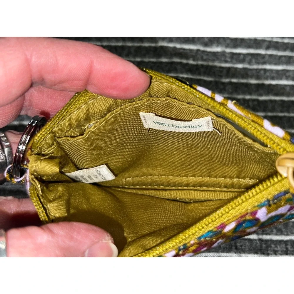 Vera Bradley Zip ID Case Quilted Cotton Wallet Keychain